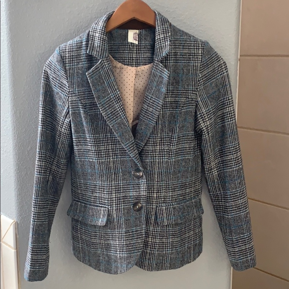 Plaid blazer with pockets